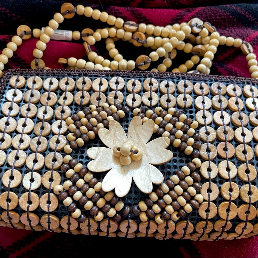 Brand New hand beaded purse made with all genuine coconut beads